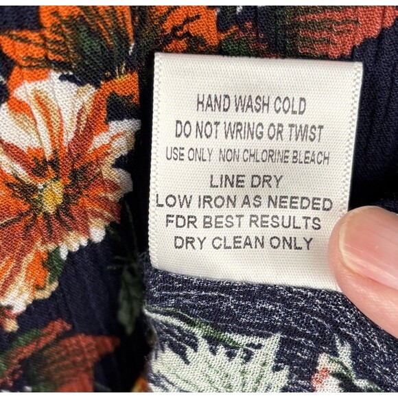 JODIFL Women Blouse Large Boho Floral Patchwork Long Sleeve Top Navy Rayon - Picture 5 of 8